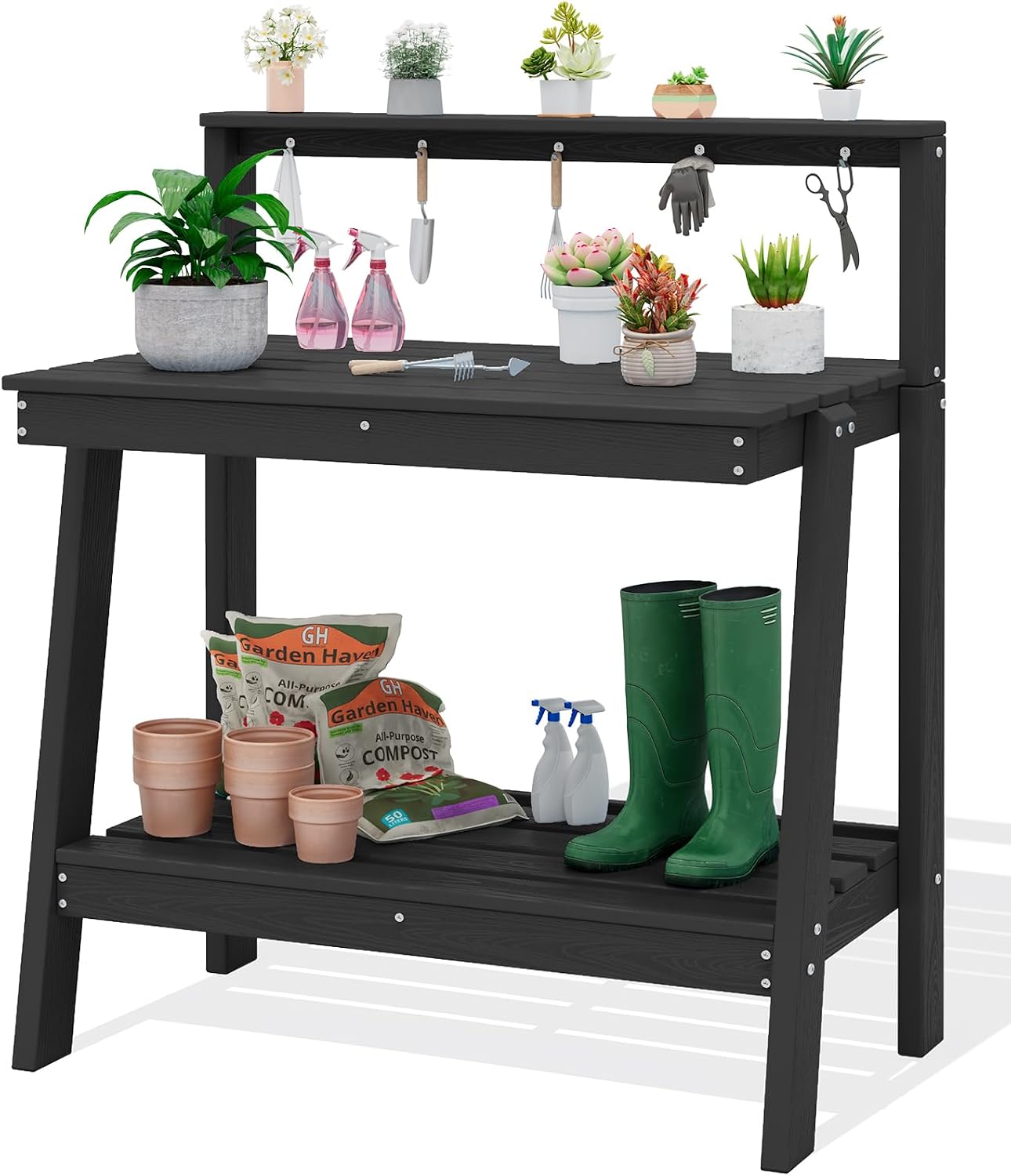 Gardening Tools And Uses - 3‑Tier Outdoor Gardening Potting Bench with