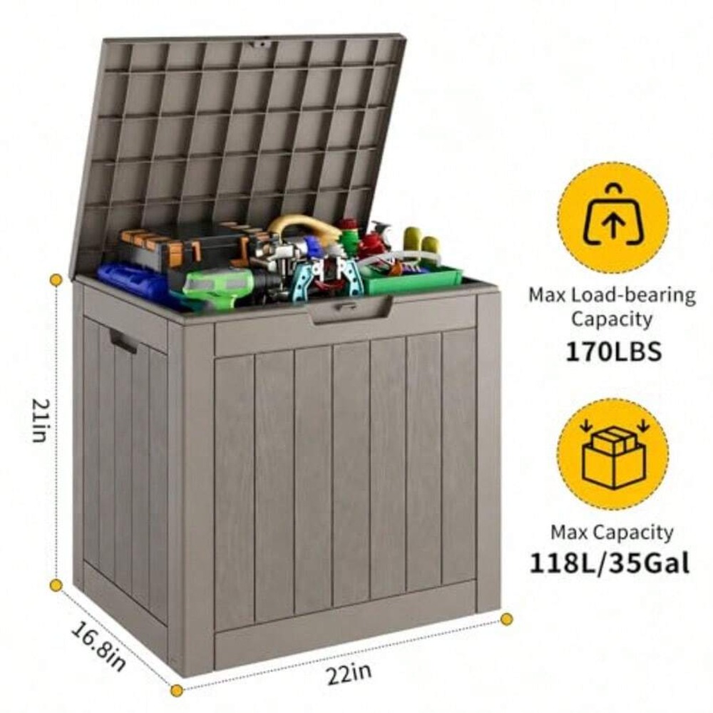 35 Gallon Outdoor Storage Box, - đánh giá và giá Gardening Tools And Uses