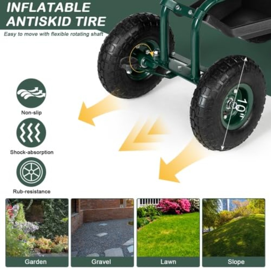 Garden Cart with Rolling Seat, - đánh giá và giá Gardening Tools For Seniors