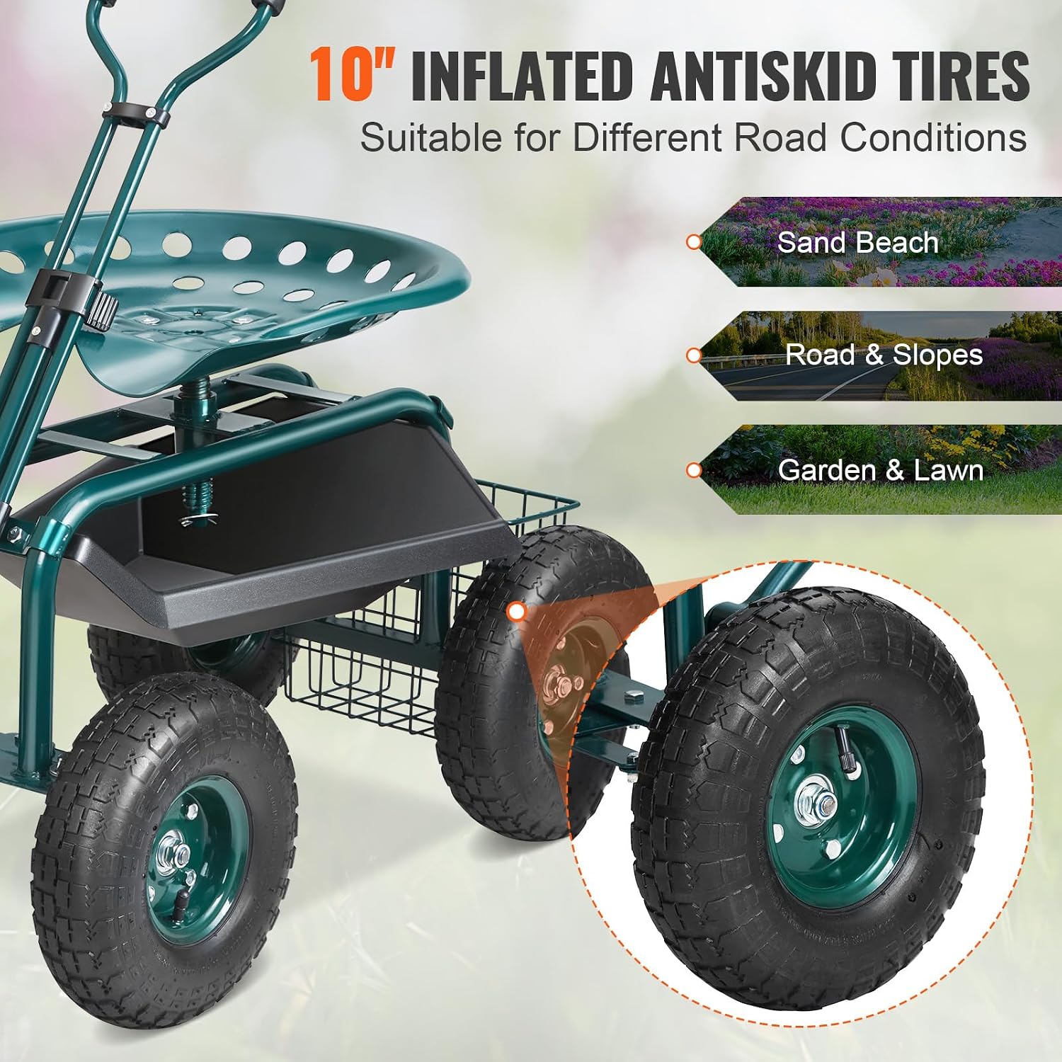 Garden Cart Rolling Workseat w - đánh giá và giá Gardening Tools And Uses