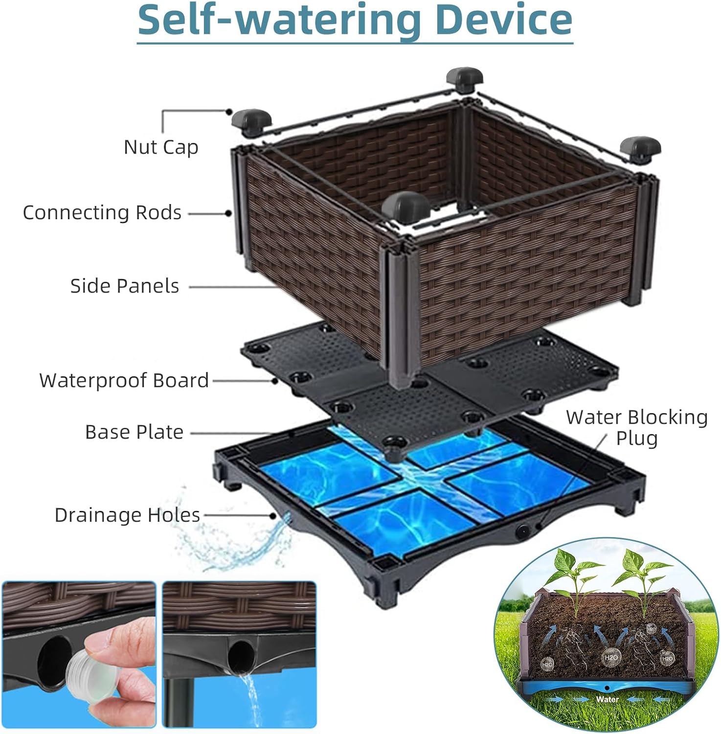 Outdoor Gardening Rattan Plant - đánh giá và giá Self-Watering Planter