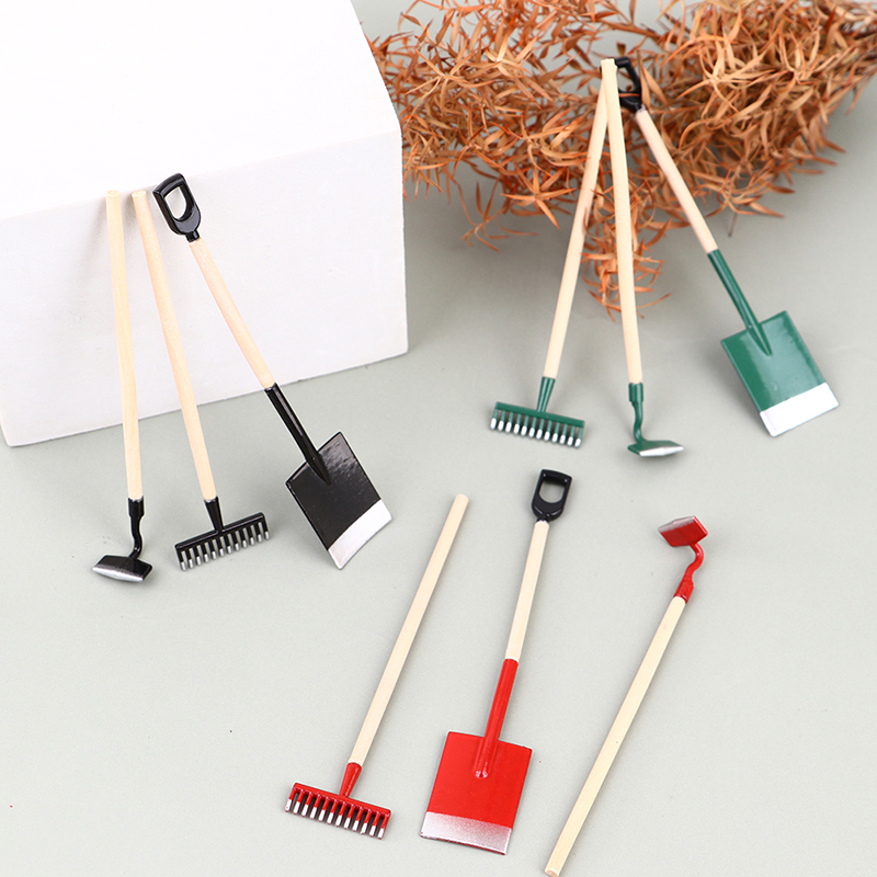 3Pcs 1:12 Dollhouse Miniatures - đánh giá và giá Gardening Tools Hoe