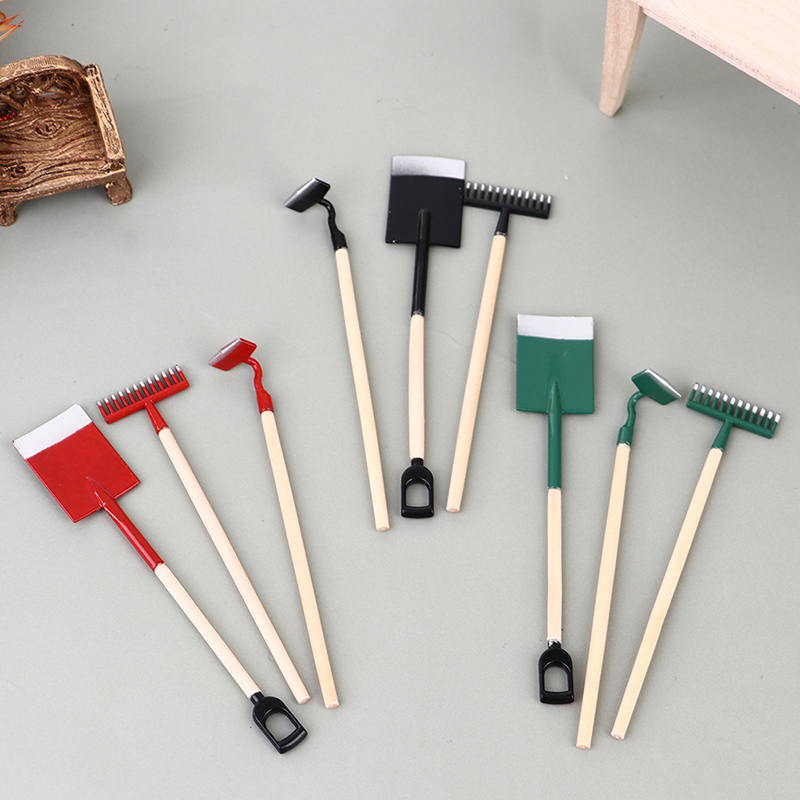 3Pcs 1:12 Dollhouse Miniatures - đánh giá và giá Gardening Tools Hoe