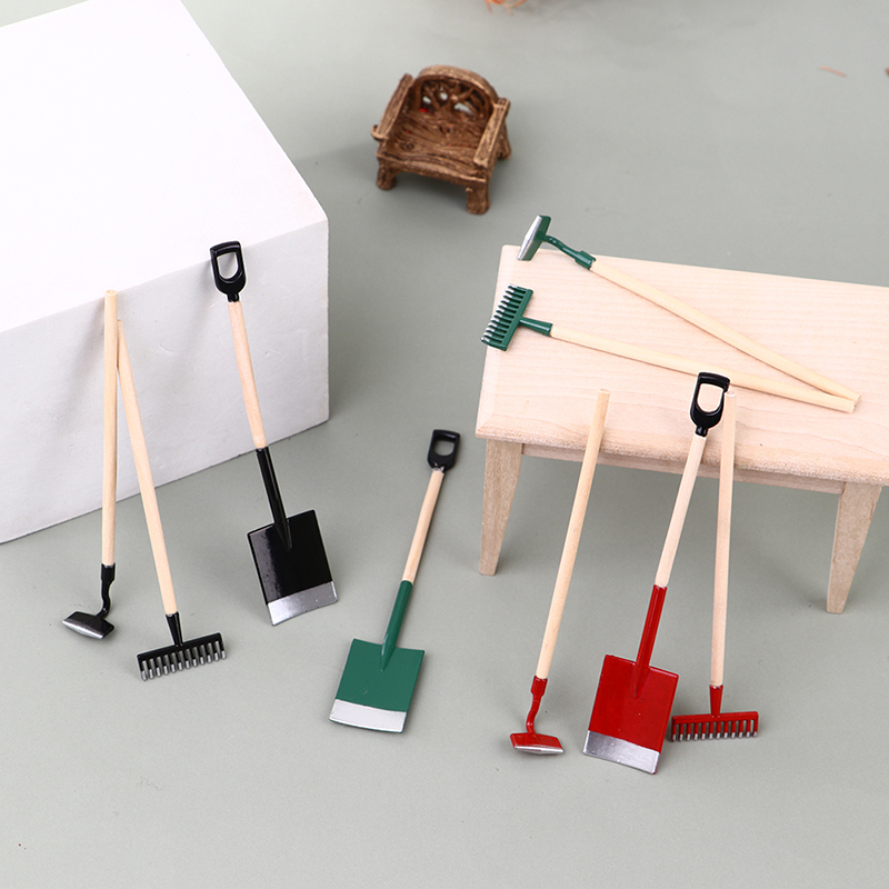 3Pcs 1:12 Dollhouse Miniatures - đánh giá và giá Gardening Tools Hoe